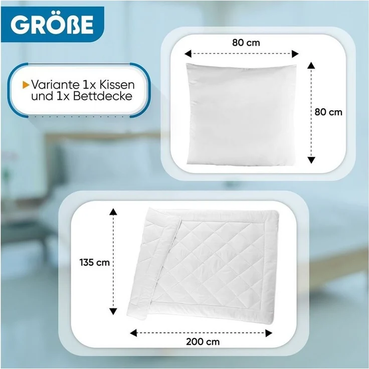 Malika Bettdecke + Kopfkissen 135x200 Bettdecken Set, Füllung: Polyester, Ganzjahresdecke, Steppbett, Steppdecke – Bild 2