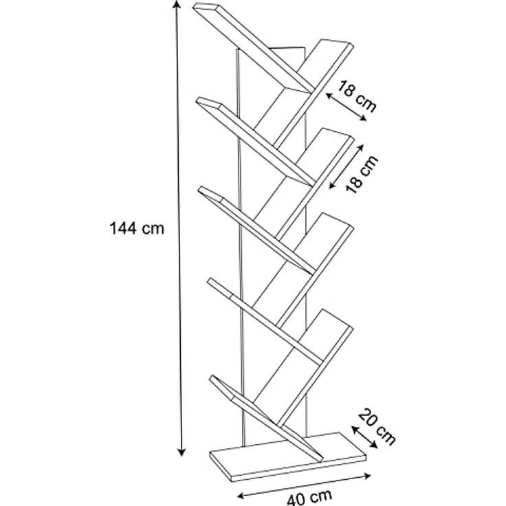 MID.YOU Regal Nulis, Anthrazit, Holzwerkstoff, stehend, 40x140x20 cm, für Wohnzimmer und Bücherregale – Bild 4