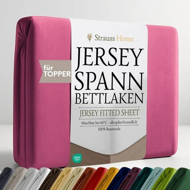 Strauss Home Spannbettlaken Premium Topper Spannbettlaken 150GSM für Matratzen-Topper 10cm Höhe, Gummizug: Rundumgummi, für Topper mit einer Höhe von 10cm, OEKO-TEX zertifiziert – Bild 4