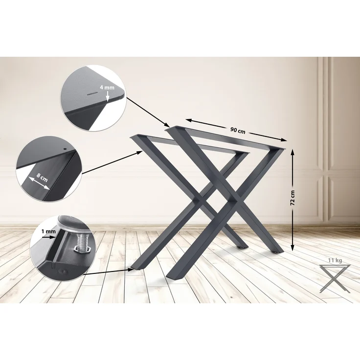 CLP 2er Set Tischbeine Swift aus Vierkantprofilen,grau L – Bild 2