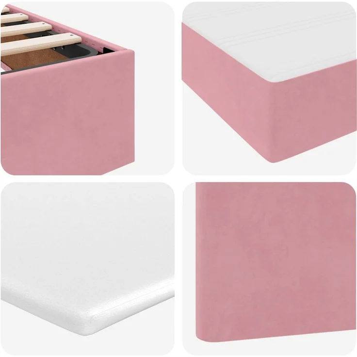 vidaXL Aufbewahrungsbett mit Matratze Rosa 100 x 200 cm Samt 3371954 – Bild 12