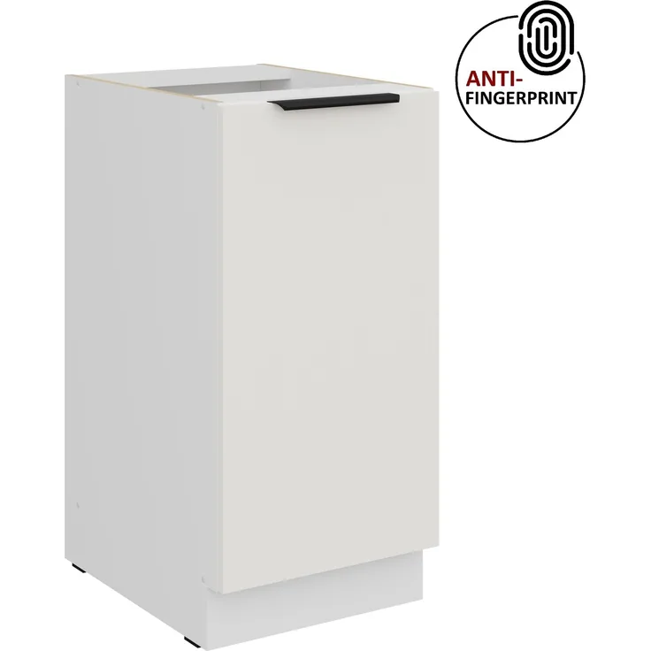 Küchen Unterschrank 40 cm Küche ARIA Weiss ultra matt + Weiss matt, hochwertige Fronten mit Anti Fingerprint Beschichtung Küchenzeile Küchenblock