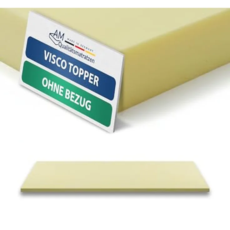 AM Qualitätsmatratzen Viscoschaum Topper 90x200cm, viscoelastische Matratzenauflage aus Memory Foam, druckentlastend, Made in Germany