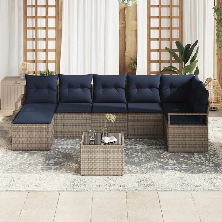 vidaXL Sofa Set 8 stk. Grau [Synthetisch]: Poly Rattan 3346485 – Bild 3
