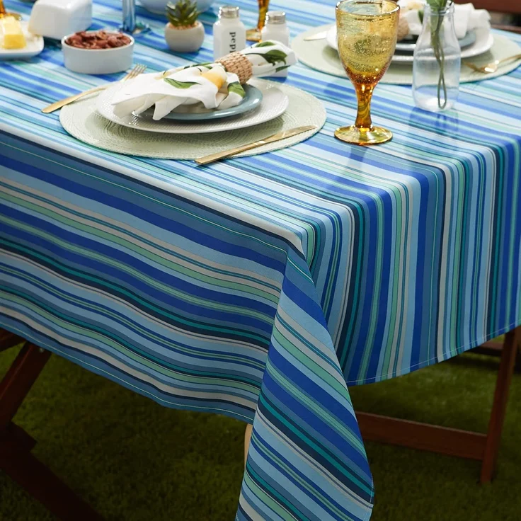 DII Tisch-Kollektion für drinnen und draußen, Flanell-Unterseite, gestreift, 60 x 84 cm, mit Reißverschluss, Blue Ocean – Bild 4