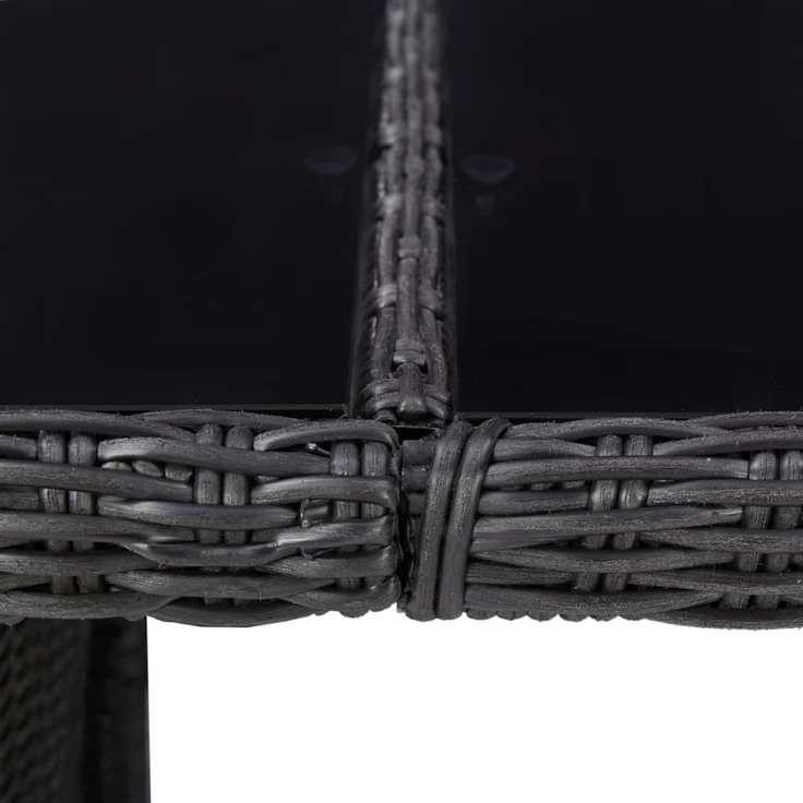 Gartentisch, Esstisch, Küchentisch Schwarz 200 x 100 x 74 cm Glas und Poly Rattan – Bild 5