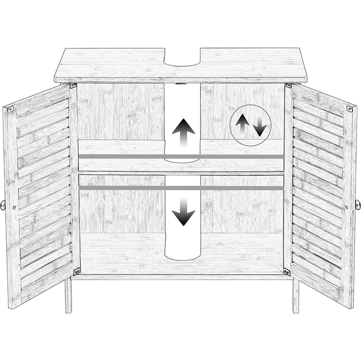 EUGAD Badezimmer Badmöbel Set Waschbeckenunterschrank Unterschrank Badezimmerschrank mit Spiegelschrank Hängeschrank für Bad Bambus Model 5 – Bild 4