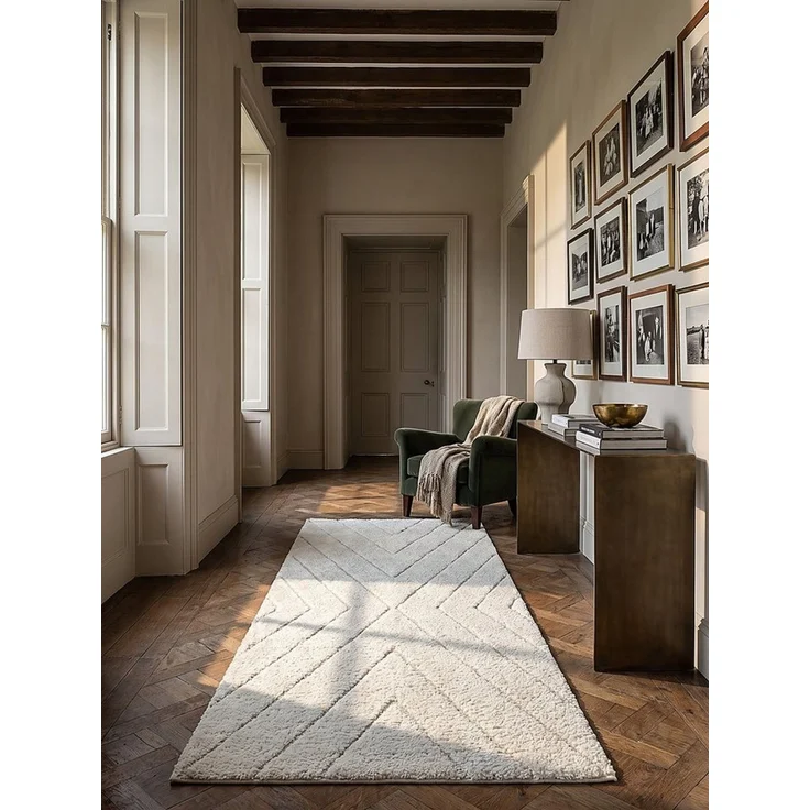 KADIMA DESIGN Teppich ATRIO Teppichläufer Creme 80x150 Berber Polypropylen Wohnzimmer, Läufer, Höhe: 31 mm, Strapazierfähig, Pflegeleicht, Farbecht – Bild 2