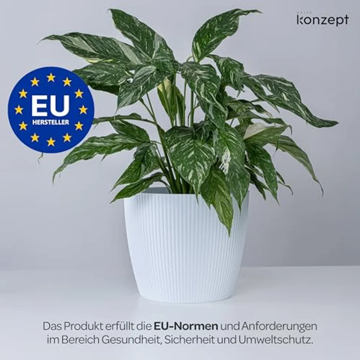 KONZEPT Blumentopf groß, gerillte Struktur 26/30cm, Übertöpfe für Zimmerpflanzen, aus Kunststoff ideal für Wohnzimmer, Küche und Balkon – Bild 9