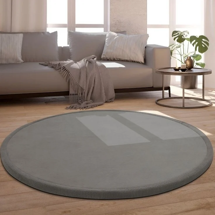 Paco Home Teppich Tatami 475, rund, Höhe: 24 mm, Kurzflor, Uni Farben, mit Memory Foam, waschbar – Bild 4