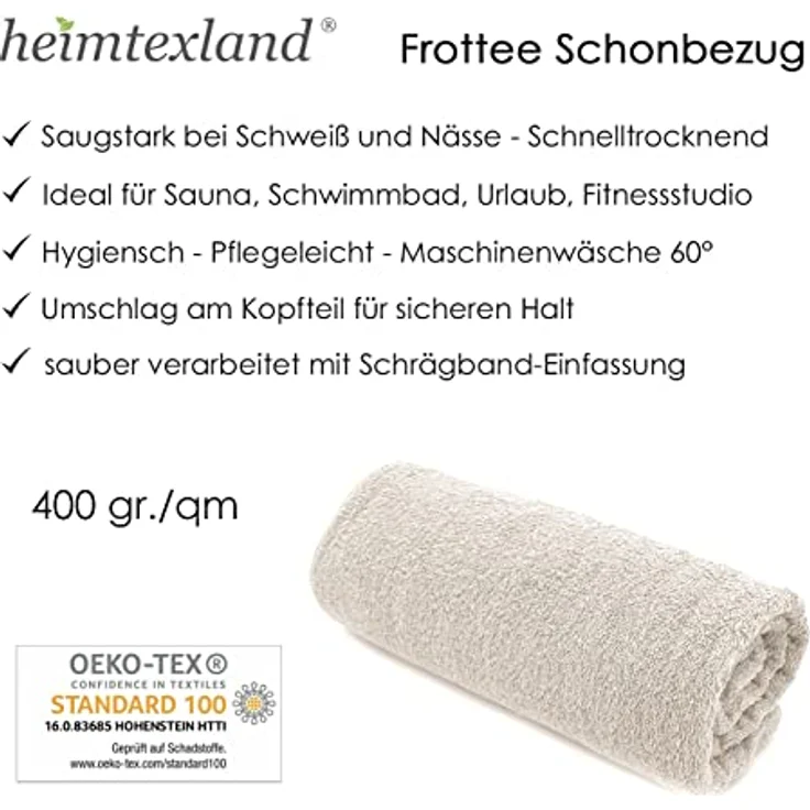 heimtexland Liegenauflage Typ 772, Frottee Schonbezug für Liegestühle, saugstark, schnelltrocknend, hygienisch, 1 Stück – Bild 5