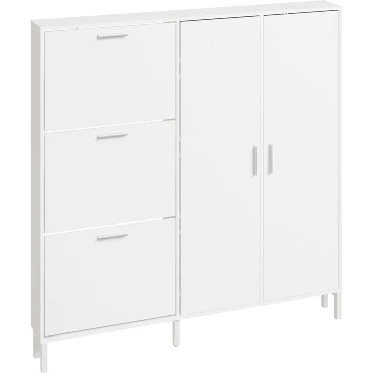 SoBuy FSR231-W Schuhschrank, Schuhkipper, Schuhregal, Spanplatte, Melamin, Weiß, 115,5 x 117 x 14,5 cm