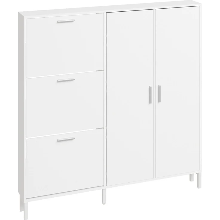 SoBuy FSR231-W Schuhschrank, Schuhkipper, Schuhregal, Spanplatte, Melamin, Weiß, 115,5 x 117 x 14,5 cm – Bild 1