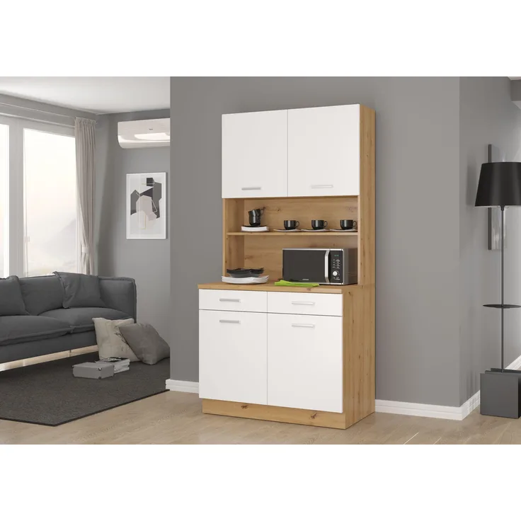 Buffet Küche Mario 100cm Weiß Eiche Artisan