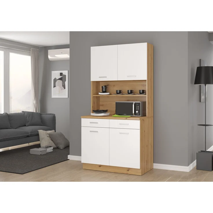 Buffet Küche Mario 100cm Weiß Eiche Artisan – Bild 1