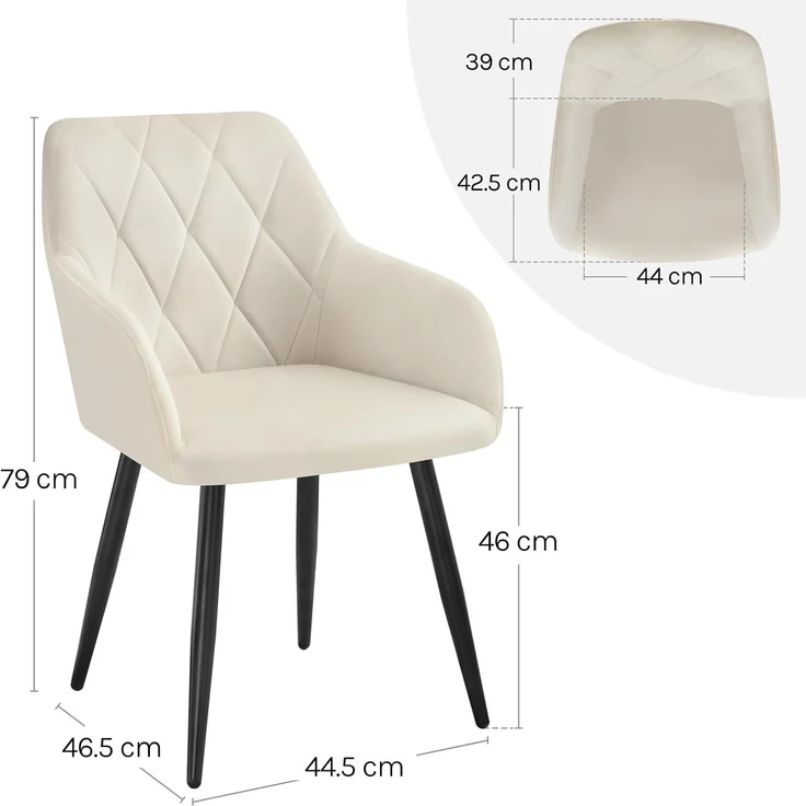 Woltu Esszimmerstuhl (1 St), mit Samtbezug, Küchenstuhl, mit Metallbeinen – Bild 3