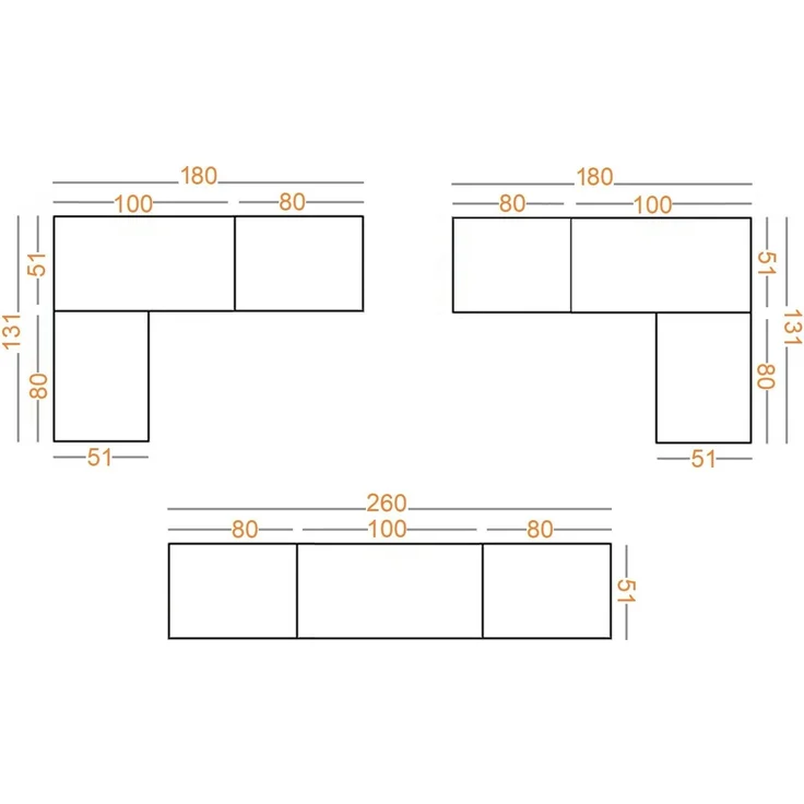 Marmex Möbel Tres Set-O/N Modularer Kleiderschrank mit Regalen und Kleiderstangen, Kleiderschrank-Set für den Garderobenbereich, laminierte Spanplatte, graubeige cashmere 260x246x51 cm – Bild 7