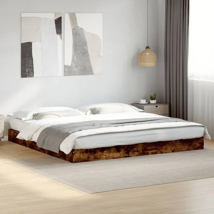vidaXL Bettgestell ohne Matratze Räuchereiche 180x200 cm Holzwerkstoff 842004 – Bild 1
