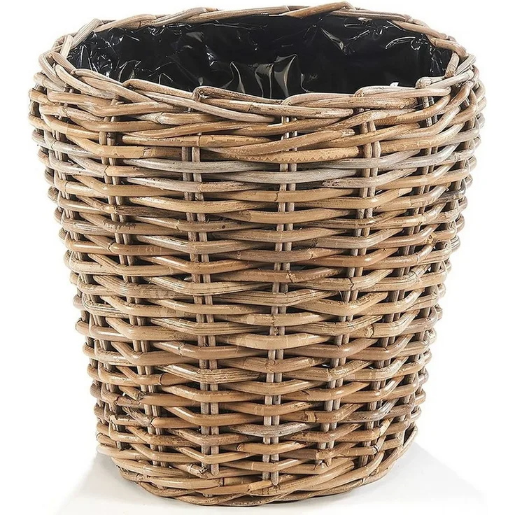 Kobolo Pflanzkübel Pflanzkorb Rattan - rund - mit Folie ausgeschlagen