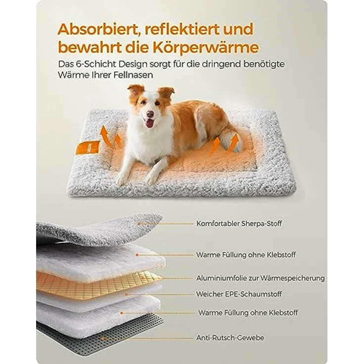 Feandrea Hundedecke, Haustier Decke, für Hunde, Katzen, 90x65 cm, L, maschinenwaschbar, trocknergeeignet, rutschfest, hellgrau PPB002G01 – Bild 4
