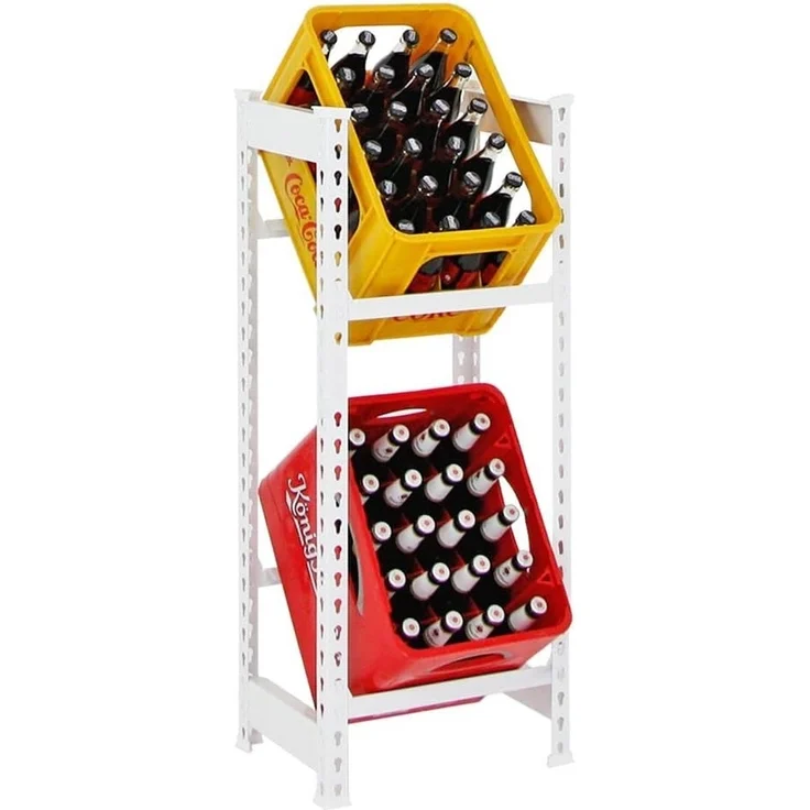 PROREGAL® Standregal Getränkekistenregal CAMEL 100x40x30cm Weiß, 2 Ebenen, 100kg Tragkraft pro Ebene, stabiles Kistenregal