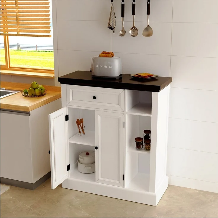 oyajia Badkommode Badezimmerschrank mit Schublade & verstellbaren Einlegeböden (Unterschrank Badschrank Badezimmermöbel, 75 x 30 x 80 cm) – Bild 2