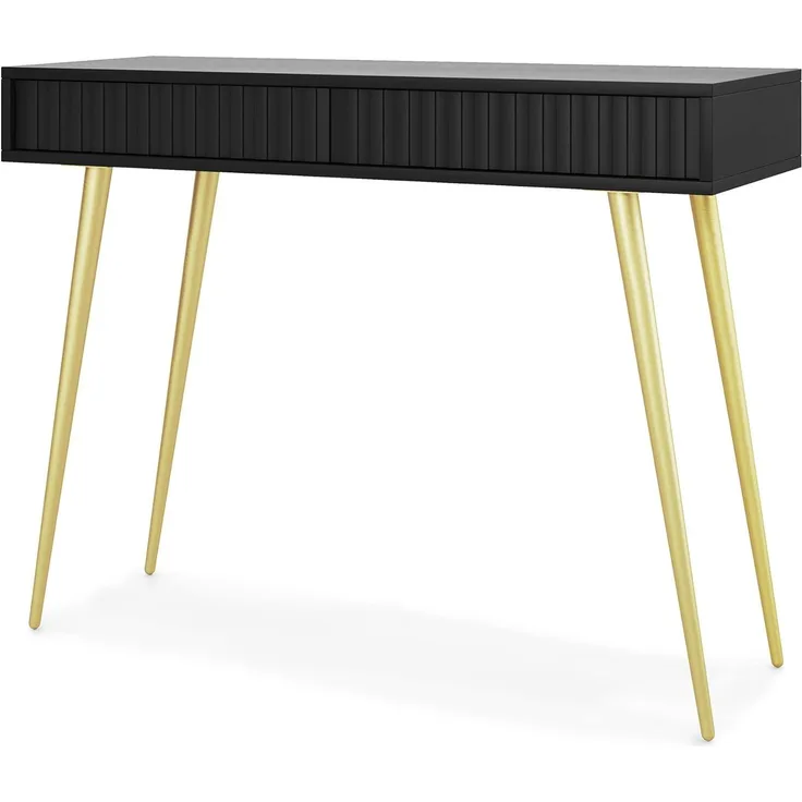 Selsey Schminktisch, Melamin, MDF, Metall, Schwarz, 104 cm