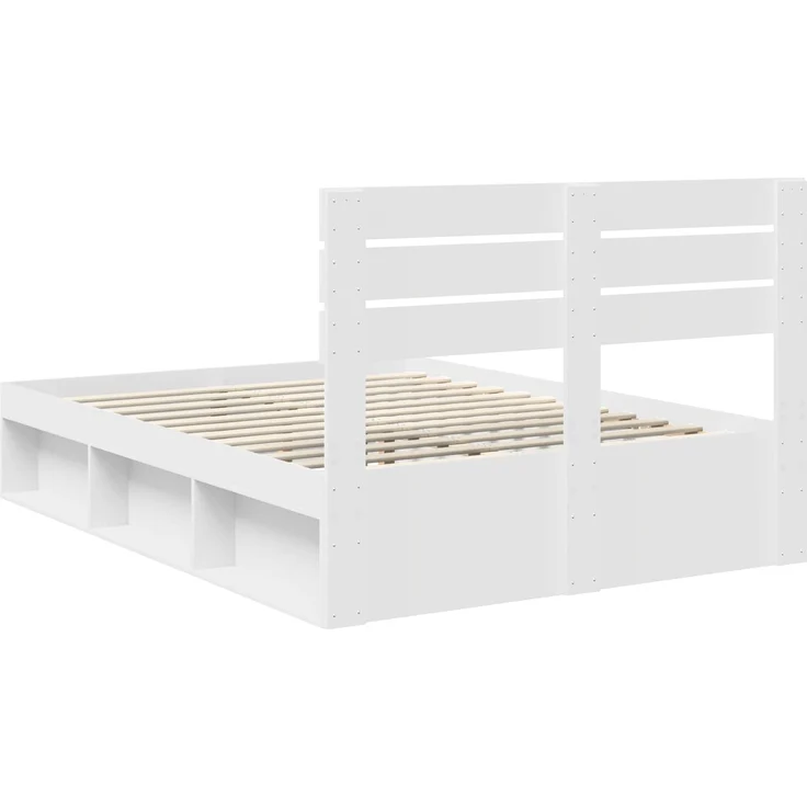 vidaXL Bettrahmen mit Kopfteil Weiß 160 x 200 cm Massives Kiefernholz 3411391 – Bild 8
