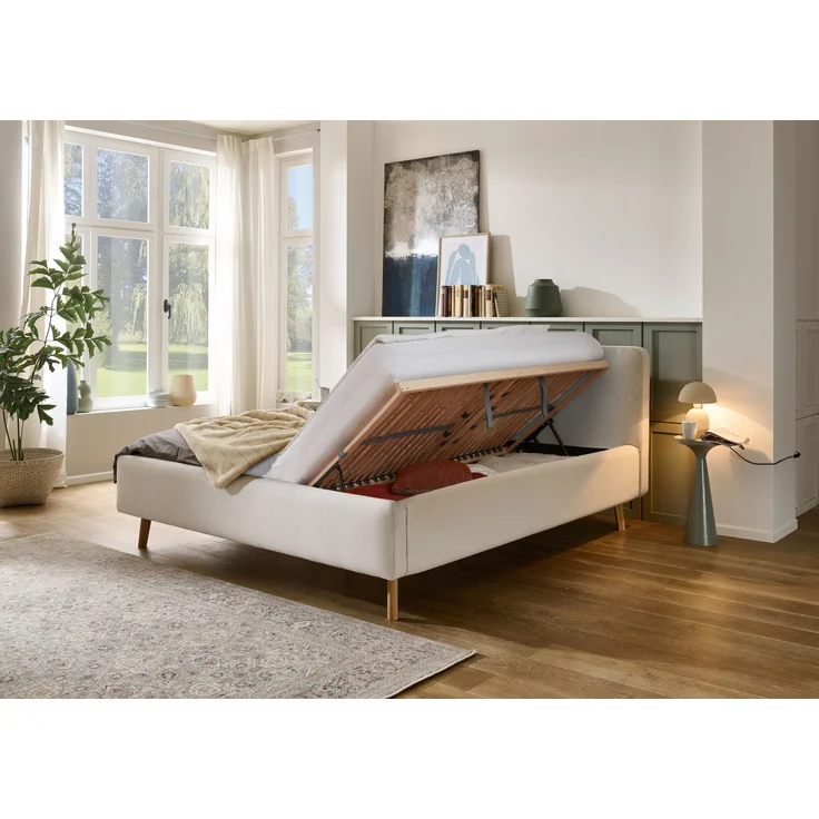 Polsterbett >Mattis mit BK< Liegefläche 180x200 cm, Nordic Ivory, Stellmaß: 201x105x218cm (BxHxT) – Bild 2