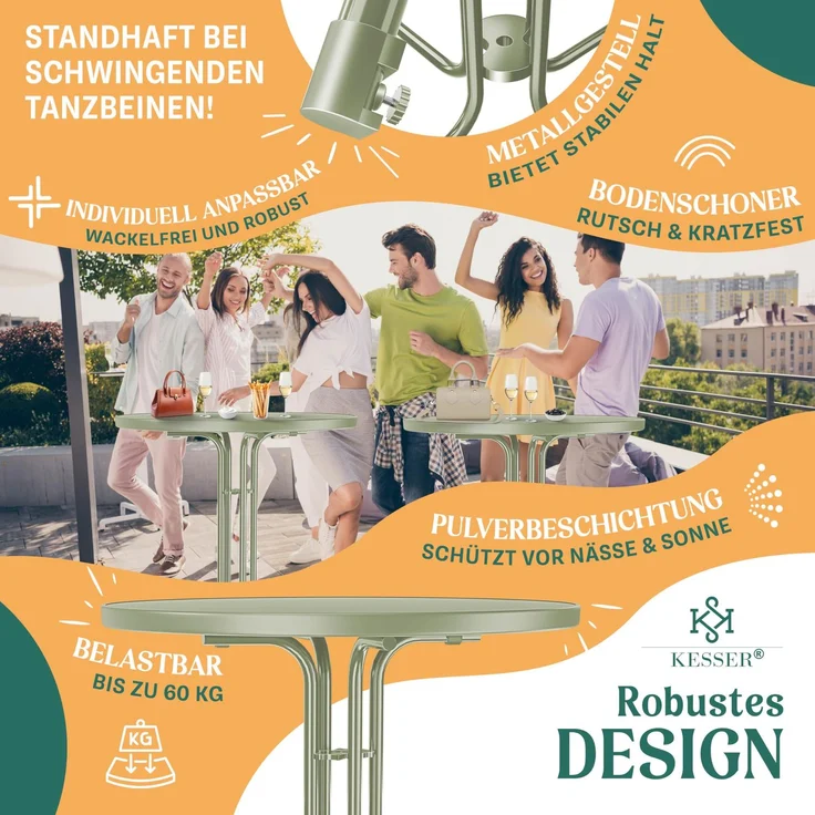 KESSER® Gastro Stehtisch klappbar - Gastronomie Bistrotisch rund - Wetterbeständiger Klapptisch Gartentisch - Runder Partytisch - Hitzebeständig - Stabil und sicher Ø 60 cm, 1er Set, Olive Grün – Bild 4