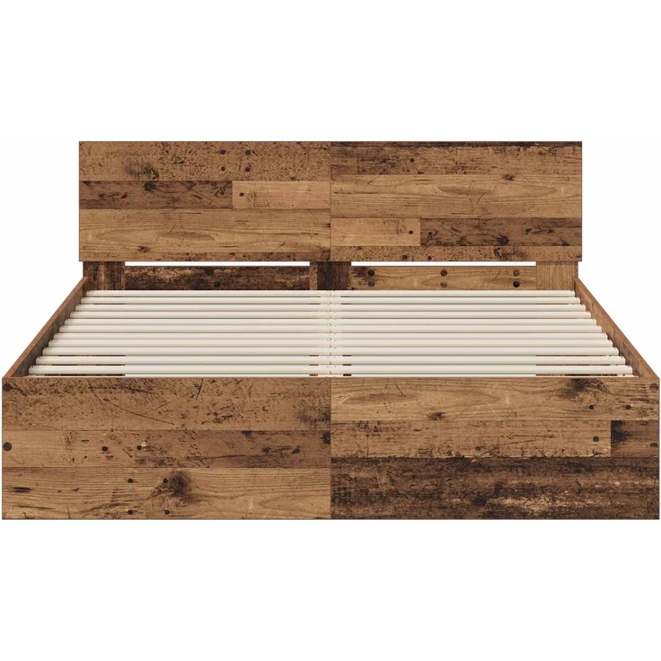 vidaXL Bettgestell mit Kopfteil Altholz 140 x 200 cm Holzwerkstoff 3445774 – Bild 4