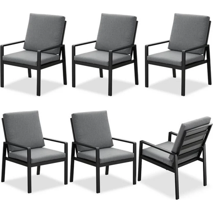 MeXo Gartenlounge-Set Alu Gartenmöbel-Sets Gartenstuhl, (6-tlg, 6 Esszimmerstühle, 60x 68x 85 cm, 12 Auflagen, bis zu 140 kg belastbar), wetterfest Gartengarnitur Set – Bild 4