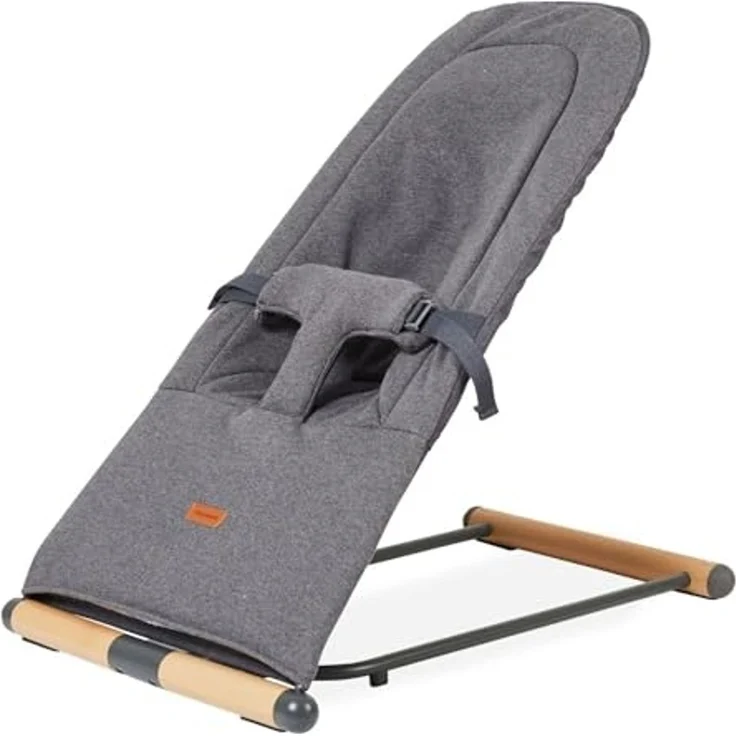 CHILDHOME, Faltbare Babywippe, Hängematten, 3 Neigungen 1 Knopf, Ultrakompakt und Schlank, 3-Punkt-Gurtsystem, Patentiertes Faltsystem, Bis zu 15 kg, Inklusive Transporttasche, Ökotex,Evolux,Anthrazit – Bild 1