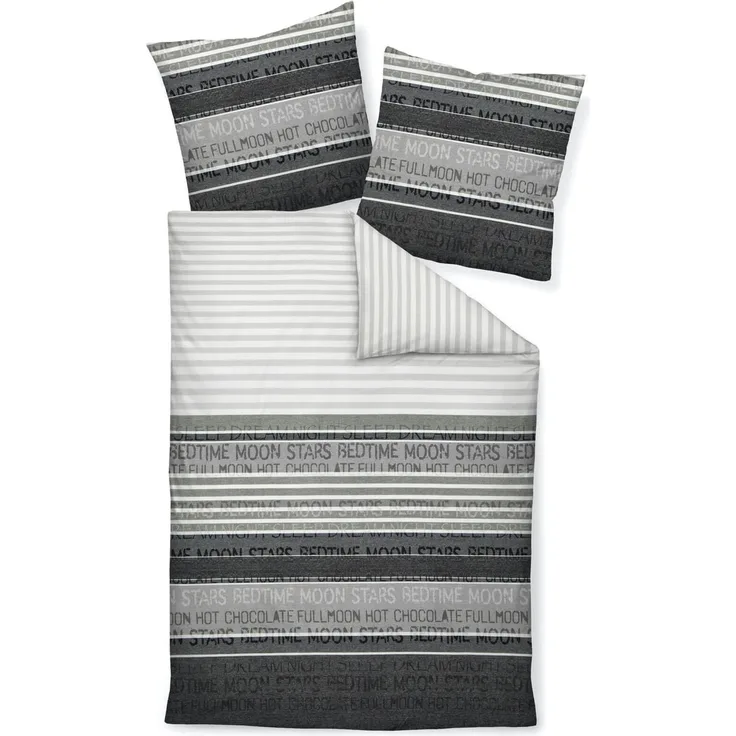 Janine Bettwäsche Palermo 3076 08 Grau Mako Satin 135 x 200 + 80 x 80 cm