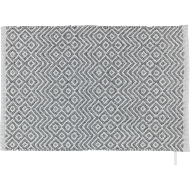 Badematte ABAI, recycelter Polyester, hellgrau, Rhomben-Muster, Wenko