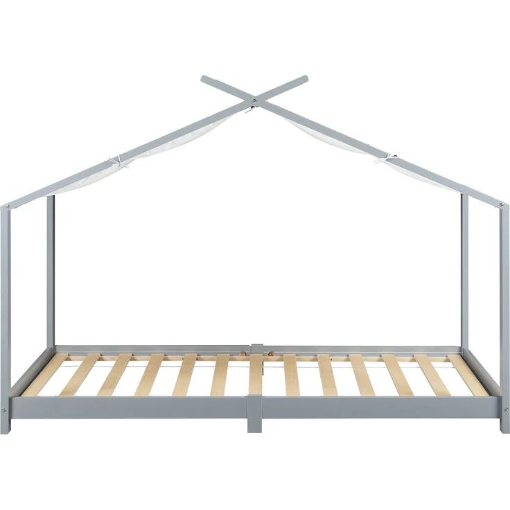 Hausbett Kinderbett Brome aus Holz 90x200 cm grau mit Lattenrost [en. casa] – Bild 5