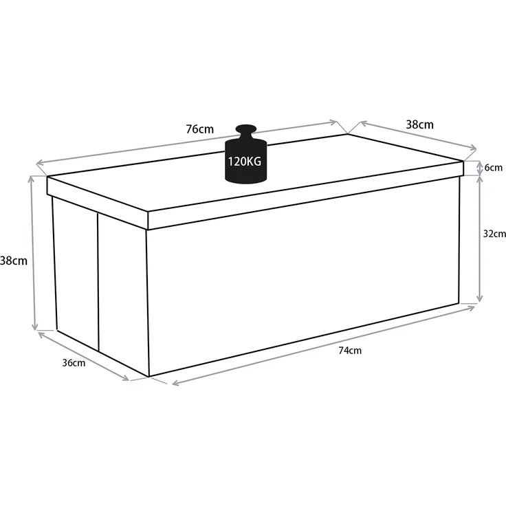 VCM Sitzbank Boxas 921043 Grau H. 38 x B. 76 x T. 38 cm – Bild 5