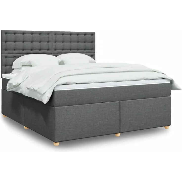 vidaXL Boxspringbett mit Matratze Dunkelgrau 180x200 cm Stoff 3293674 – Bild 1