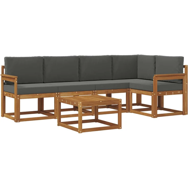 vidaXL Outdoor-Sofagarnitur mit Kissen 6 pcs Natur und Anthrazit 3366420 – Bild 2