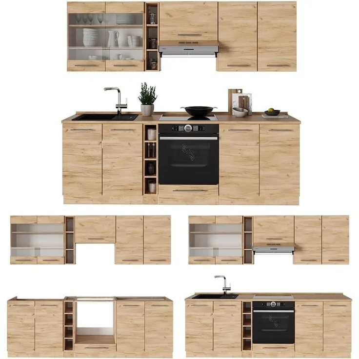 Küchenzeile Fame-Line Goldkraft Eiche 235 cm , AP Eiche Vicco – Bild 7