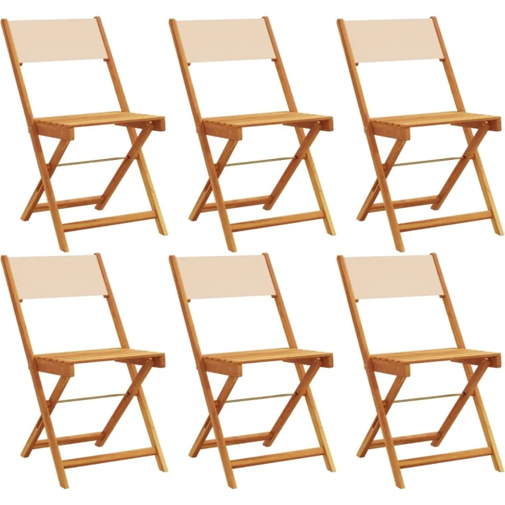 vidaXL Gartenstühle 6 Stk. Klappbar Beige Stoff und Massivholz 3214620 – Bild 1