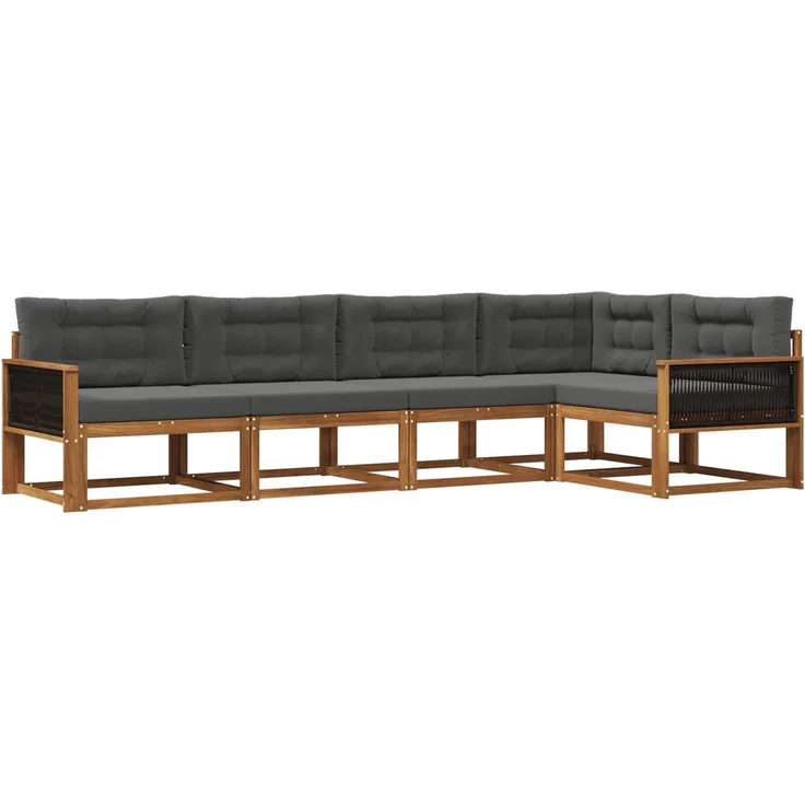 vidaXL Outdoor-Sofagarnitur 5 stk. 5-Sitzer Natur und Anthrazit 3382565 – Bild 2