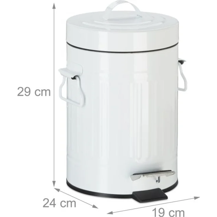 Relaxdays 'Vintage' Treteimer, Metall weiß, 3 Liter – Bild 4