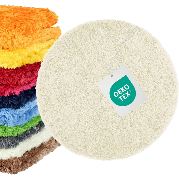 WohnDirect Badezimmerteppich Rund Ø 56 cm Creme – Badematte Rund Flauschig & rutschfest, Kleiner Badvorleger Saugstark, Waschbar, für Gäste-Bad & Fußbodenheizung