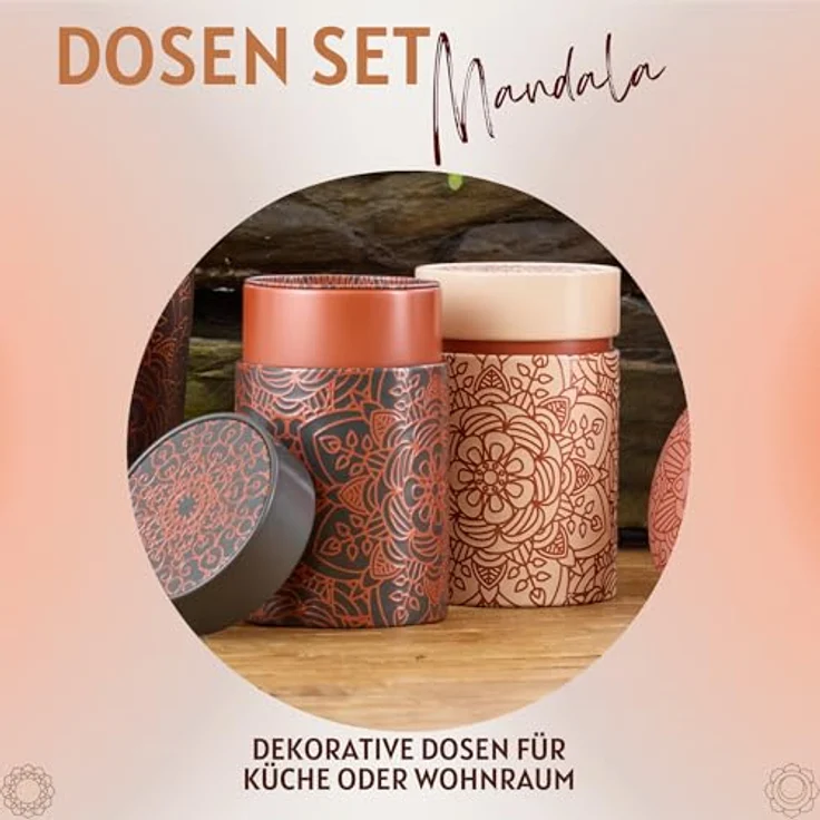 MediMuc Teedose 2er Set Mandala, (Dosen, 2er Set Mandala), Teedose, Gewürzdose, Motivdose, Dosen Set – Bild 3