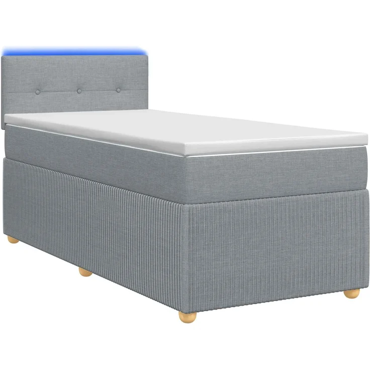 vidaXL Boxspringbett mit Matratze Hellgrau 100 x 200 cm Stoff 3452862 – Bild 2