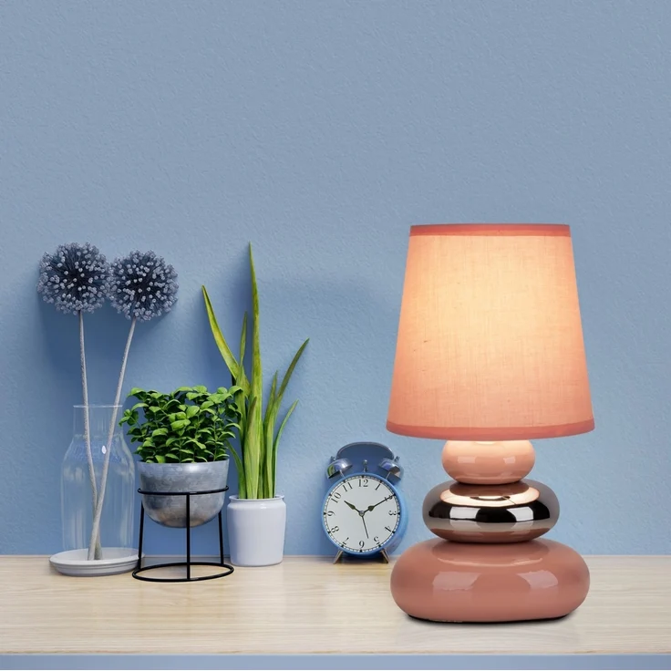 Tischlampe Wohnzimmer Tischleuchte Schlafzimmer Keramik Stoff Rosa 3045332 – Bild 2