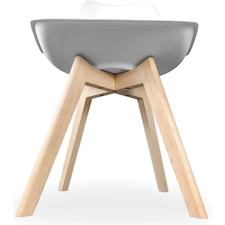 Homey, Skandinavische gepolsterte Stühle für Küche, Wohnzimmer oder Esszimmer, Modell Sena, Holzbeine, praktisch und funktional, einfache Montage, Weiß – Bild 6