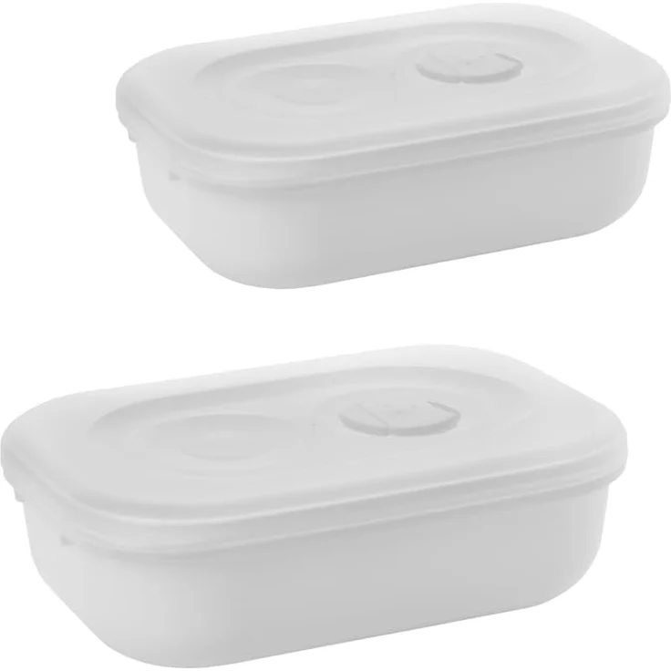 2friends Mikrowellenbehälter Mikrowellengeschirr mit Deckel 2er Set, Kunststoff, (0,9L, 6x19,5x14cm), Geschirrset mit Dampfregelventil + Griff – Bild 1