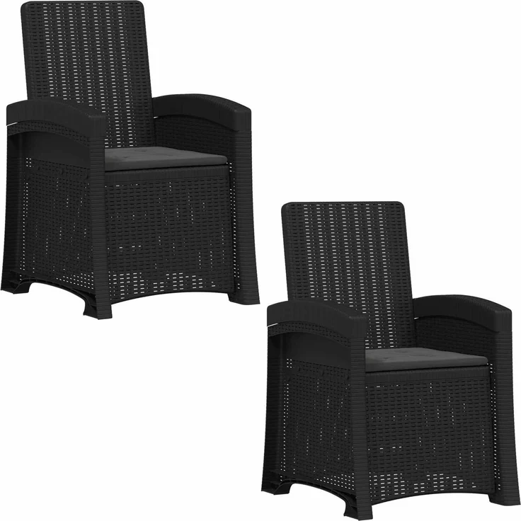 vidaXL Liegesessel Garten Rattan-Optik 2 Stk. Anthrazit PP 8012017 – Bild 2